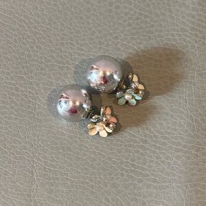 Rose Gold and Silver Spherical Floral Earrings
